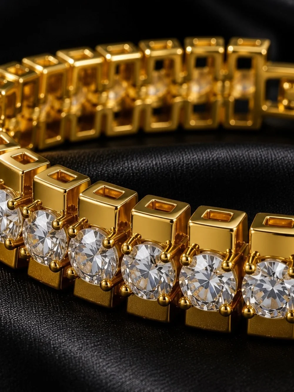 14 K gold plated Cubic Zirconia Chunky bracelet for women